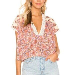 NWT Free People Leilani Print Boho Hippie Top XS